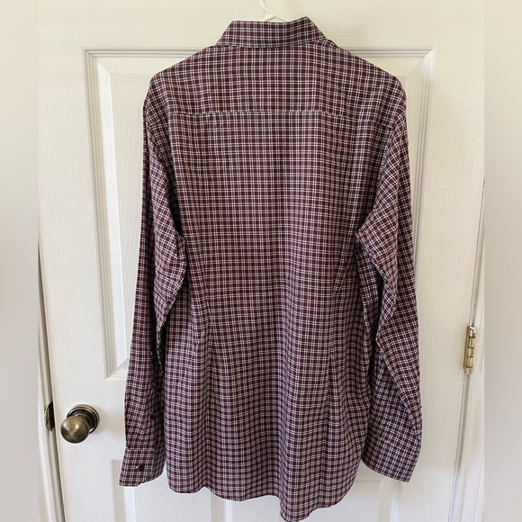 Eton Men's Burgundy and White Plaid Dress Shirt - Picture 2 of 4